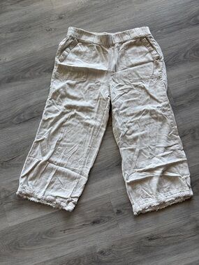 Thread & Supply Cream Linen-Blend Girls Cropped pants size large